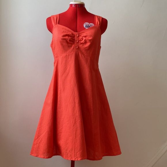 Elegant Orange Coral Sleeveless Dress - Picture 12 of 12